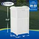 Suncast Hideaway Outdoor Trash Can with Lid - 30 Gallon Trash Can, White, Decorative Wicker-Style Garbage Bin, Weather-Resistant Resin, Fits 30-33 Gallon Bags, Ideal for Patio & Yard, Made in USA