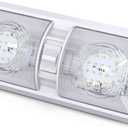Leisure LED RV LED Ceiling Double Dome Light Fixture with ON/OFF Switch Interior Lighting for Car/RV/Trailer/Camper/Boat DC 12V Natural White 4000-4500K 48X2835SMD Natural White 4000-4500K, (1 Pack)