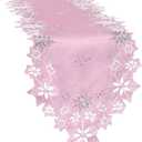 Simhomsen Embroidered Pink Snowflakes Table Runners for Christmas Holiday and Winter (Pink, 1469 inches)