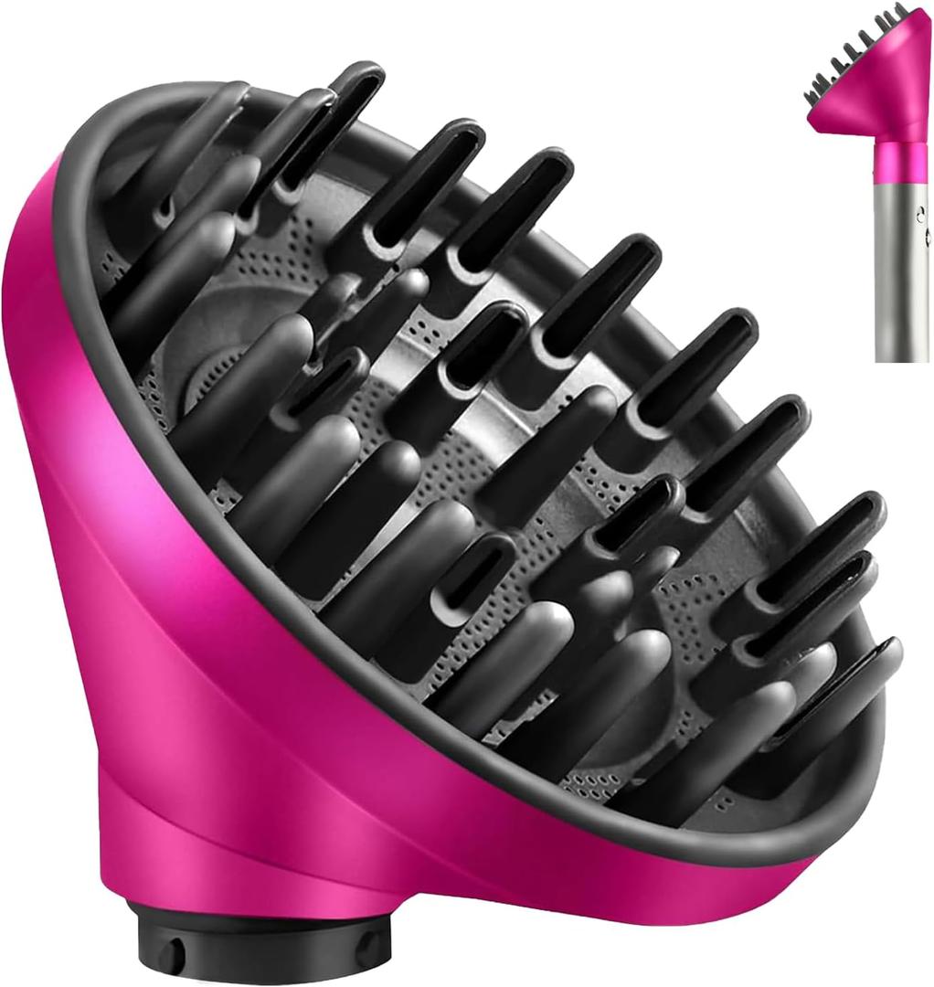 Upgraded Large Diffuser Attachment for Dyson Airwrap Styler for Fast Drying Wave Curly Thick Hair, Heat Resistant Nylon Fiber Nozzle Attachments, Rose