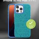ZAGG London Snap Case for iPhone 16 Pro Max - Embroidered Doodle Fabric Design, MagSafe Compatible, 13ft Drop Protection with Graphene, Slim & Lightweight, Wireless Charging Compatible, Blue