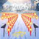IDEAALS 24Pack Solar Christmas Candy Cane Lights, Solar Pathway Lights Waterproof, Christmas Decorations Outdoor with 8 Modes for Party Patio Garden Lawn Yard Decor