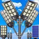 loyoele 7000W Solar Street Lights Outdoor 240000 Lumens Solar Flood Light with Remote Control & Motion Sensor, Waterproof IP66 Dusk to Dawn Solar Power Lights for Garden,Yard, Path, Parking Lot 2-Pack