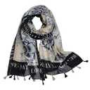 Thin Silk Vintage Scarf for Women Lightweight Floral Scarves Fringed Shawl for Spring Summer Fall Winter Scarfs (color-D02) 