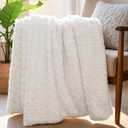 Double-Sided Faux Fur Throw Blanket, Fuzzy Soft Plush Thick Warm Fluffy Shaggy Fuzzy Blanket for Couch, Sofa, Bedroom, Luxury Blanket Valentines Day Gifts for Her, White, 50"x60"
