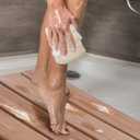 Teak Shower Mat, (24"x17") Wood Bath Mat for Bathroom, Heavy Outdoor Non-Slip Wooden Floor Mats for Spa or Sauna