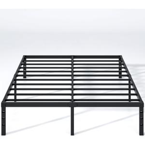 NEW JETO Metal Bed Frame,Queen Size Bed Frame with Storage Space,Heavy Duty Sturdy Mattress Foundation,Easy Assembly,No Box Spring Needed, Black,18 Inch,Queen