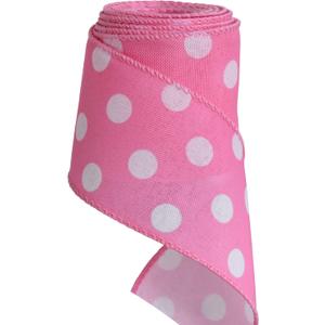 TONIFUL 2.5 Inch Wired Edge Ribbon, Baby Pink Polka Dots Burlap Ribbon, Summer Spring Wired Ribbon, for Gift Wrapping, Wreath Bows Making, Crafts Home Decoration, Easter Decor（Baby Pink, 6yds）