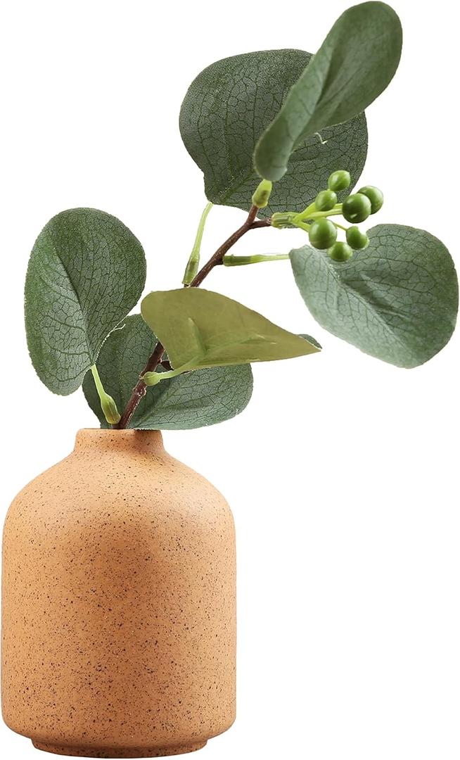 Ceramic Vase - Simple Vase for Flowers Plants, Small Vase, Modern Vase, Dried Flower Vase, Home Decoration, Flower Arrangement Decorative Shooting Props, (Brown) 4"