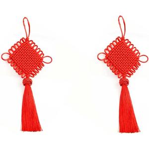 2pcs China Knot Red Pendant Rope Decoration Tassel Tassel Gift to Loved Ones, Friends Pendant Housewarming New Home Transfer Festival Large (big)