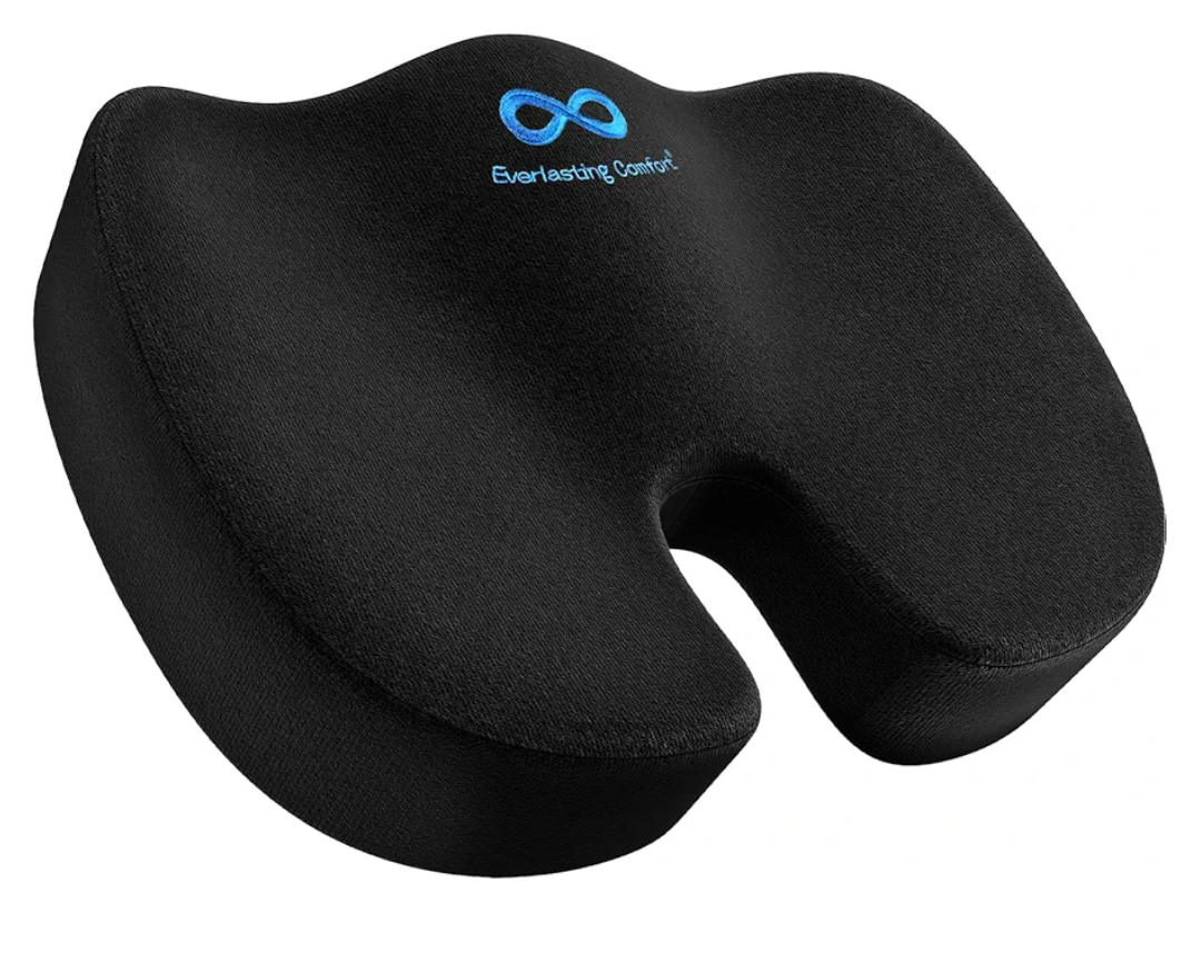 Everlasting Comfort Doctor Recommended Memory Foam Seat Cushion for Office Chairs & Car Seat - Ergonomic Office Desk Accessories for Tailbone Pain Relief, Sciatica & Back Support