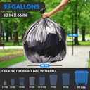 Reli. 95 Gallon Trash Bags Heavy Duty | 68 Trash Bags | Super Sizeable, Black, Garbage for Serious Cleanup