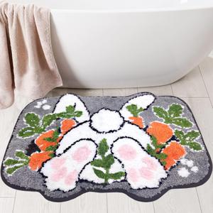 Hexagram Easter Bathroom Rugs, Bunny Easter Rugs for Bathroom, Farmhouse Bath Mats Decorations for The Home, Holiday Cute Non Slip Decor 16x24 Inches