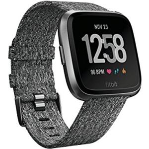 Fitbit Versa Special Edition Smart Watch, Charcoal Woven, One Size (S & L Bands Included)