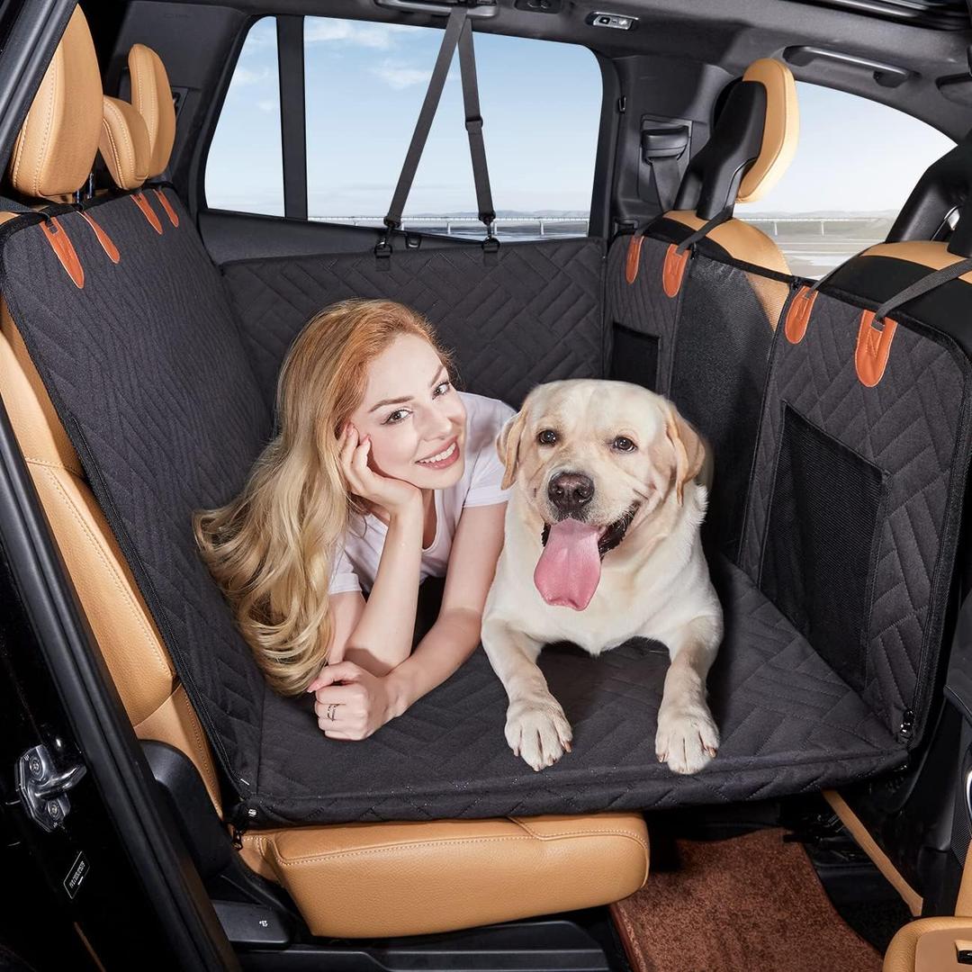 YJGF Back Seat Extender,Dog Seat Cover for Back Seat,Hard Bottom Car Seat Cover for Dogs,Dog Hammock for Car,Back Seat Pet Cover for Dogs(Black,for Car/SUV/Small Truck)
