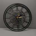 Tree of Life Round Metal Large Wall Clock Silent Non-Ticking Decorative Clocks Battery Operated Quartz Quiet Clocks for Home (Black, 23.6" inch (60 cm))