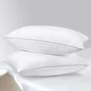 HOMELAB 2 Pack Standard Pillows for Sleeping - 100% Breathable Cotton Case, Soft Plush Down Alternative Filler, Medium to Soft Neck Support for Side Back and Stomach Sleepers, 20x26