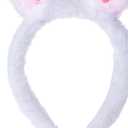 Cute Bunny Ears Headband for Women, Soft Plush Rabbit Ears, Christmas & Holiday Costume Accessory (1 Count (Pack of 1), Pink)