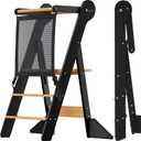 COSYLAND Toddler Standing Tower Foldable Toddler Kitchen Step Stool