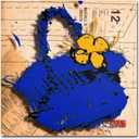 Flower Purse Yellow on Blue by Roderick Stevens Wall Decor, 35 by 35-Inch Canvas Wall Art (35L" x 35W")