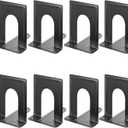 MaxGear 8.5 in Extra Large Heavy Duty Metal Book Ends, Classic Black Premium Bookends for Shelves, Non-Skid Bookend, Book Stopper for Books/Movies/CDs/Games, 8.5 x 5.9 x 7.8 in, 4 Pairs