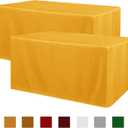 Obstal 2 Pack Table Clothes for 4 Foot Rectangle Tables - Water Resistant Washable Fabric Polyester Rectangle Table Cover Protector for Wedding, Banquet and Trade Shows, 48L x 24W x 30H Inches, Yellow