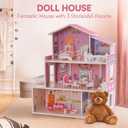 ROBUD Wooden Dollhouse Playset with 5 Rooms 24 PCS Furniture, one size