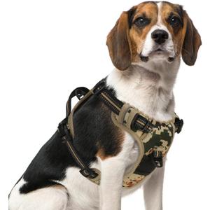 PUPTECK No Pull Tactical Dog Harness Medium Sized, Adjustable Reflective Dog Harness with Handle Easy Control, Comfortable Soft Padded Pet Vest Harness for Medium Dogs, Camouflage M