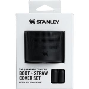 Stanley Quencher Boot and Straw Cover Cap | Anti-Slip Silicone Protector for Tumbler with Handle | Accessory Set for Stainless Steel Drinking Cup | BPA-Free (Black)
