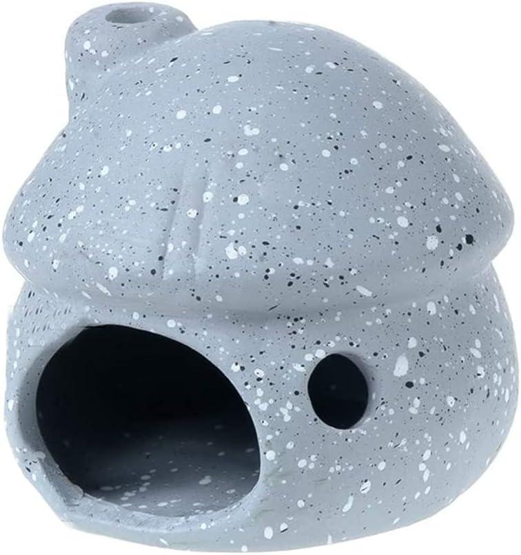 2 x YXQ Aquarium Decorations Ceramic Mushroom House for Fish Tank Landscape to Small Shrimp/Goldfishes Hiding Rest and Breed (Grey) (Gray)