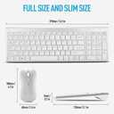 Wireless Keyboard and Mouse Combo, Compact Quiet Wireless Keyboard and Mouse Set 2.4G Ultra-Thin Sleek Design for Windows, Computer, Desktop, PC, Notebook, Laptop-Silver White