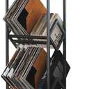 Vinyl Record Holder, 3 Tier Mobile Record Stand for 260-280 LP Storage, Matte Black Metal Vinyl Record Storage Shelf for Albums, Magazine Display, Book and Files Organizer