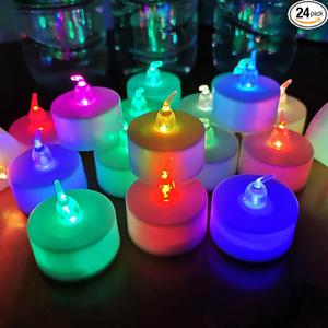 LED Tea Lights Candles, 7 Color Changing Flameless Tealights, Long Lasting Battery Operated Fake Candles, Decoration for Wedding, Halloween and Christmas (MultiColor 12 pcs)