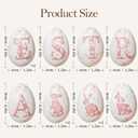 WDS WONDROUS 12-Piece Easter Hanging Ornaments Set, Plastic Bunny & Letter Eggs with Pink Vintage Pattern, Spring Home Decor for Wall Door Tree Table, Easter Party Supplies Gift (Pink and White)