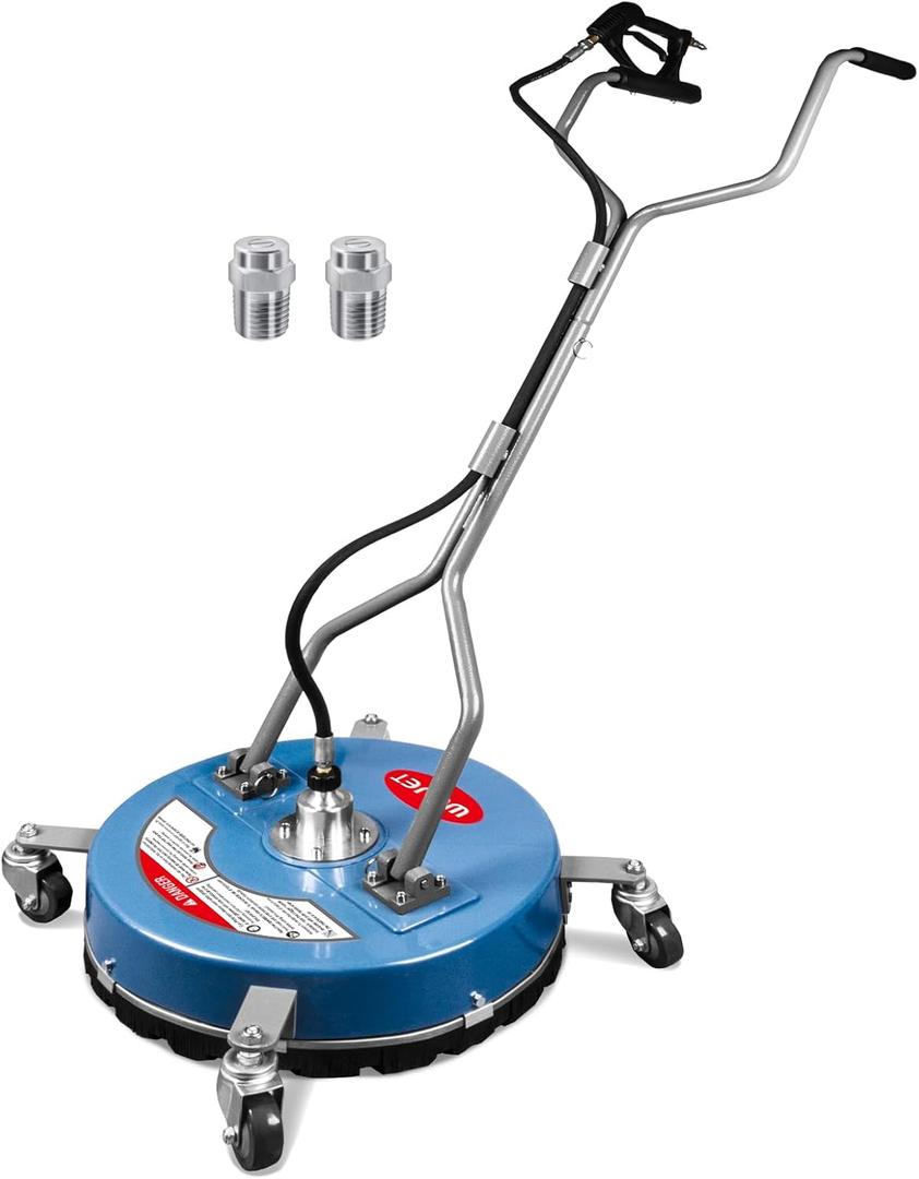 WOJET 20 Pressure Washer Surface Cleaner with 4 Wheels & Dual Handles, 4500PSI Surface Cleaner Attachment for Pressure Washer for Concrete Driveway Sidewalk Deck Patio Cleaning, 3/8'' Quick Connect