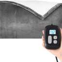 Heated Electric Blanket Queen Size 84''x90'', Dual Controller Soft Flannel with 10 Heat Settings 1-12 Hour Auto Off Large Blanket for Bed- Light Grey