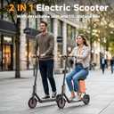 Qlaway Electric Scooter with Seat for Adults, 8.5"/10" Tires, 19/22MPH, 350W/500W Powerful Motor, 15/22 Miles Long Range, Foldable & Portable Commuter Escooter with Dual Braking System, APP Control