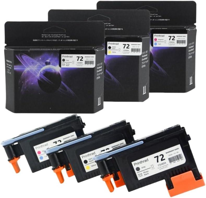 72 Printhead-3 Pack(With Chip)Compatible with HP Designjet T610 T620 T770 T790 T1100 T1120 T1200 T1300 T2300 Printer Replacement Print Head-3 Pack (Cyan/Magenta, Matte Black/Yellow, Gray/Photo Black)