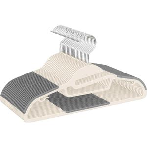 BAGAIL Plastic Hangers 50 Pack with Non-Slip Design,0.2 Inches Thick, 360Swivel Hook Space Saving Organizer for Bedroom Closet,Shirts,Pants(Beige- S Shaped)