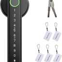 Smart Fingerprint Door Lock with Handle & Keypad, Keyless Fingerprint Entry, Touchscreen Code for Front Door, Bedroom, Home, Apartment, Hotel (Black) | Ekwansetion