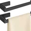 Hand Towel Holder for Bathroom Wall 2 Pack -Square Hidden Mount with Dual Screws, Anti-Slip End, Stainless Steel, Matte Black