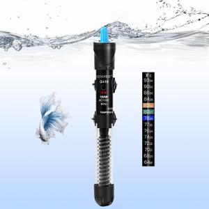 AQUANEAT Aquarium Heater, 100W Fish Tank Heater, Adjustable Submersible Water Thermostat with Thermometer