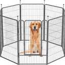 Dog Playpen,32/40/45 Inch Height in Heavy Duty, Folding Indoor Outdoor Anti-Rust Dog Exercise Fence, Portable Pet Playpen with Door for Large Medium Small Dogs and Pet (8 Panels, 45 Inch) Silver