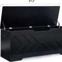 47.2” Storage Bench,Extra Large Wooden Storage Chest with 2 Safety Hinges,entryway Bench,Blanket Storage,Shoe Storage Bench for Entryway,Bedroom,Living Room,Easy Assembly-Black, 47.2" L × 15.7" W × 19.1" H