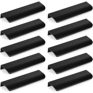 10 Pack Finger Pulls Edge Pulls for Concealed Cabinet Kitchen Bathroom Drawer Handles Black 150mm Drawer Pulls Black Cabinet Handles