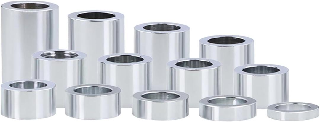 Qagea Wheel Axle Spacer Kit 13 Pcs, I.D.3/4" - O.D.1-1/8", Compatible With Harley Motorcycles, Custom Bobbers Choppers (Chrome, CNC Aluminum)