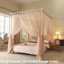 AIKASY Premium Canopy Bed Frame Posts for Queen Size Beds - Sturdy Metal Poles, Four Corner Bed Brackets - Perfect Addition to Metal and Wood Bed Frames for Bedroom Decor Upgrade (White)