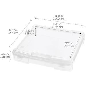 IRIS USA Scrapbook Case |Made in USA| Fits 12"x12" - Thick, Portable Plastic Storage Organizer with Built-In Handles for Paper, Art, Board Games, Crafts, Files & Office Supplies