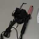 Farery Mini 3 Barrel Hair Waver - Portable Beach Wave Curling Iron for Short Hair, 1/2 Inch Ceramic Crimper with 3 Temp Settings & 30s Fast Heating, Dual Voltage Travel Hair Waver for Women, Pink