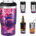 HAUSHOF Can Cooler, 12 oz Slim Can Cooler, 4 in 1 Insulated Beer Can Cooler, Fits for 12 oz Standard Can|12 oz Slim Can|12 oz Beer Bottle, Perfect for Camping, Beach, Picnic (Camo Red)